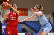 26 January 2018; Alex Macheta of Brunell in action against Bronagh Power-Cassidy of DCU Mercy during the Hula Hoops Under 20 Women’s National Cup Final match between Brunell and DCU Mercy at the National Basketball Arena in Tallaght, Dublin. Photo by Brendan Moran/Sportsfile