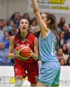 26 January 2018; Andrea Moynihan of Brunell in action against Maeve Ó Seaghdha of DCU Mercy during the Hula Hoops Under 20 Women’s National Cup Final match between Brunell and DCU Mercy at the National Basketball Arena in Tallaght, Dublin. Photo by Brendan Moran/Sportsfile