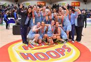 26 January 2018; The DCU Mercy team celebrate with the cup after the Hula Hoops Under 20 Women’s National Cup Final match between Brunell and DCU Mercy at the National Basketball Arena in Tallaght, Dublin. Photo by Brendan Moran/Sportsfile