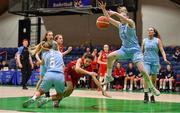 26 January 2018; Alex Macheta of Brunell in action against Nicole Clancy, left, and Bronagh Power-Cassidy of DCU Mercy during the Hula Hoops Under 20 Women’s National Cup Final match between Brunell and DCU Mercy at the National Basketball Arena in Tallaght, Dublin. Photo by Brendan Moran/Sportsfile