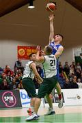 27 January 2018; Blake Murphy of Blue Demons in action against Giedrius Trakauskas of BC Leixlip Zalgiris during the Hula Hoops NICC Men’s National Cup Final match between Blue Demons and BC Leixlip Zalgiris at the National Basketball Arena in Tallaght, Dublin. Photo by Eóin Noonan/Sportsfile