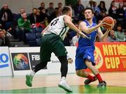 27 January 2018; Ryan Murphy of Blue Demons in action against Mazvydas Cepliauskas of BC Leixlip Zalgiris during the Hula Hoops NICC Men’s National Cup Final match between Blue Demons and BC Leixlip Zalgiris at the National Basketball Arena in Tallaght, Dublin. Photo by Eóin Noonan/Sportsfile