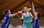 27 January 2018; Nicole Clancy of DCU Mercy in action against Roisin Quirke, left, and Mia Furlong of Glanmire during the Hula Hoops Under 18 Women’s National Cup Final match between Glanmire and DCU Mercy at the National Basketball Arena in Tallaght, Dublin. Photo by Brendan Moran/Sportsfile