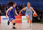 27 January 2018; Nicole Clancy of DCU Mercy in action against Caoimhe O'Driscoll of Glanmire during the Hula Hoops Under 18 Women’s National Cup Final match between Glanmire and DCU Mercy at the National Basketball Arena in Tallaght, Dublin. Photo by Brendan Moran/Sportsfile