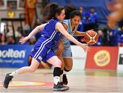 27 January 2018; Elizabeth Black of DCU Mercy in action against Caoimhe O'Driscoll of Glanmire during the Hula Hoops Under 18 Women’s National Cup Final match between Glanmire and DCU Mercy at the National Basketball Arena in Tallaght, Dublin. Photo by Brendan Moran/Sportsfile