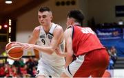 27 January 2018; David Murray of Neptune in action against Finn McKeon of Templeogue during the Hula Hoops Under 18 Men’s National Cup Final match between Neptune and Templeogue at the National Basketball Arena in Tallaght, Dublin. Photo by Eóin Noonan/Sportsfile