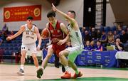 27 January 2018; Finn McKeon of Templeogue in action against David Murray of Neptune during the Hula Hoops Under 18 Men’s National Cup Final match between Neptune and Templeogue at the National Basketball Arena in Tallaght, Dublin. Photo by Eóin Noonan/Sportsfile