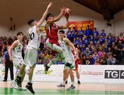 27 January 2018; Kris Arcilla of Templeogue in action against James Hannigan of Neptune during the Hula Hoops Under 18 Men’s National Cup Final match between Neptune and Templeogue at the National Basketball Arena in Tallaght, Dublin. Photo by Eóin Noonan/Sportsfile