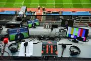 27 January 2018; A general view of TV monitors in the media centre before the Allianz Hurling League Division 1B Round 1 match between Dublin and Offaly at Croke Park in Dublin. Photo by Piaras Ó Mídheach/Sportsfile
