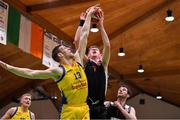 27 January 2018; Ivan Bogdanovic of Keane's Supervalu Killorglin blocks a shot by Ronan O'Sullivan of Ballincollig during the Hula Hoops President’s Cup Final match between Ballincollig and Keane’s SuperValu Killorglin at the National Basketball Arena in Tallaght, Dublin. Photo by Brendan Moran/Sportsfile