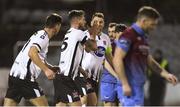 27 January 2018; Stephen Folan of Dundalk celebrates with Brian Gartland after scoring his side's first goal during the Malone Cup match between Dundalk and Drogheda United at Oriel Park in Louth. Photo by Sam Barnes/Sportsfile