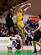 27 January 2018; Conor Flynn of Keane's Supervalu Killorglin in action against Cameron Clark of Ballincollig during the Hula Hoops President’s Cup Final match between Ballincollig and Keane’s SuperValu Killorglin at the National Basketball Arena in Tallaght, Dublin. Photo by Brendan Moran/Sportsfile