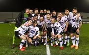 27 January 2018; Dundalk players celebrate with the Jim Malone Cup following the Malone Cup match between Dundalk and Drogheda United at Oriel Park in Louth. Photo by Sam Barnes/Sportsfile