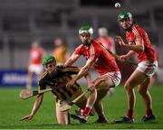27 January 2018; Joey Holden of Kilkenny in action against Shane Kingston, left, and Seamus Harnedy of Cork during the Allianz Hurling League Division 1A Round 1 match between Cork and Kilkenny at Páirc Uí Chaoimh in Cork. Photo by Stephen McCarthy/Sportsfile
