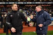 27 January 2018; Kildare manager Cian O'Neill, left, and Dublin manager Jim Gavin shake hands following the Allianz Football League Division 1 Round 1 match between Dublin and Kildare at Croke Park in Dublin. Photo by Seb Daly/Sportsfile