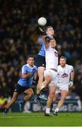 27 January 2018; Brian Fenton of Dublin, supported by team-mate Niall Scully, in action against Tommy Moolick of Kildare, supported by team-mate Johnny Byrne during the Allianz Football League Division 1 Round 1 match between Dublin and Kildare at Croke Park in Dublin. Photo by Piaras Ó Mídheach/Sportsfile