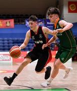 28 January 2018; Ryan Lawlor of Kubs in action against Paul Kelly of Moycullen during the Hula Hoops Under 20 Men’s National Cup Final match between Moycullen and KUBS at the National Basketball Arena in Tallaght, Dublin. Photo by Brendan Moran/Sportsfile