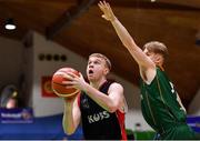 28 January 2018; Jack Kelly of Kubs in action against Max Brennan of Moycullen during the Hula Hoops Under 20 Men’s National Cup Final match between Moycullen and KUBS at the National Basketball Arena in Tallaght, Dublin. Photo by Brendan Moran/Sportsfile