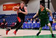 28 January 2018; Eoin McCann of Kubs in action against John Hackett of Moycullen during the Hula Hoops Under 20 Men’s National Cup Final match between Moycullen and KUBS at the National Basketball Arena in Tallaght, Dublin. Photo by Brendan Moran/Sportsfile
