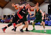 28 January 2018; Eoin McCann of Kubs in action against John Hackett of Moycullen during the Hula Hoops Under 20 Men’s National Cup Final match between Moycullen and KUBS at the National Basketball Arena in Tallaght, Dublin. Photo by Brendan Moran/Sportsfile