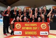 28 January 2018; St Mary's Castleisland players celebrate with the cup after the Hula Hoops NICC Women's National Cup Final match between Killester and St Mary's Castleisland at the National Basketball Arena in Tallaght, Dublin. Photo by Eóin Noonan/Sportsfile