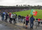 28 January 2018; A Mayo supporter waves a flag during the Allianz Football League Division 1 Round 1 match between Monaghan and Mayo at St Tiernach's Park in Clones, County Monaghan. Photo by Seb Daly/Sportsfile