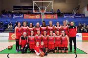 28 January 2018; The Fr Mathews team prior to the Hula Hoops Senior Women's Cup Final match between Fr Mathews and Meteors at the National Basketball Arena in Tallaght, Dublin. Photo by Brendan Moran/Sportsfile
