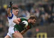 28 January 2018; Aidan O’Shea of Mayo in action against Niall Kearns of Monaghan during the Allianz Football League Division 1 Round 1 match between Monaghan and Mayo at St Tiernach's Park in Clones, County Monaghan. Photo by Seb Daly/Sportsfile