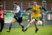 28 January 2018; Katy Herron of Donegal in action against Lyndsey Davey of Dublin during the Lidl Ladies Football National League Division 1 Round 1 match between Donegal and Dublin at Letterkenny in Donegal. Photo by Oliver McVeigh/Sportsfile