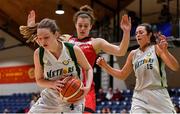 28 January 2018; Kate O'Flaherty of Meteors in action against Amy Fitzgerald of Fr Mathews during the Hula Hoops Senior Women's Cup Final match between Fr Mathews and Meteors at the National Basketball Arena in Tallaght, Dublin. Photo by Eóin Noonan/Sportsfile