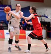 28 January 2018; Cliona Máirtín of Meteors in action against Emma Gallagher of Fr Mathews during the Hula Hoops Senior Women's Cup Final match between Fr Mathews and Meteors at the National Basketball Arena in Tallaght, Dublin. Photo by Brendan Moran/Sportsfile