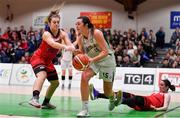 28 January 2018; Shannon Brady of Meteors in action against Amy Fitzgerald of Fr Mathews during the Hula Hoops Senior Women's Cup Final match between Fr Mathews and Meteors at the National Basketball Arena in Tallaght, Dublin. Photo by Brendan Moran/Sportsfile
