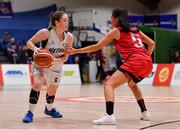 28 January 2018; Eimear Máirtín of Meteors in action against Hollie Herlihy of Fr Mathews during the Hula Hoops Senior Women's Cup Final match between Fr Mathews and Meteors at the National Basketball Arena in Tallaght, Dublin. Photo by Brendan Moran/Sportsfile