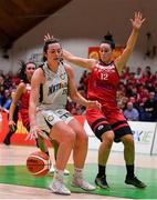 28 January 2018; Shannon Brady of Meteors in action against Kellie Cahalane of Fr Mathews during the Hula Hoops Senior Women's Cup Final match between Fr Mathews and Meteors at the National Basketball Arena in Tallaght, Dublin. Photo by Brendan Moran/Sportsfile