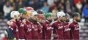 28 January 2018; The Galway team stand together ahead of the Allianz Hurling League Division 1B Round 1 match between Galway and Antrim at Pearse Stadium in Galway. Photo by Daire Brennan/Sportsfile