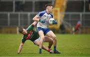 28 January 2018; Niall Kearns of Monaghan in action against Shane Nally of Mayo during the Allianz Football League Division 1 Round 1 match between Monaghan and Mayo at St Tiernach's Park in Clones, County Monaghan. Photo by Seb Daly/Sportsfile