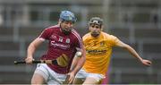 28 January 2018; Conor Cooney of Galway in action against David Kearney of Antrim during the Allianz Hurling League Division 1B Round 1 match between Galway and Antrim at Pearse Stadium in Galway. Photo by Daire Brennan/Sportsfile