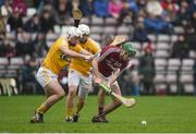 28 January 2018; Brian Concannon of Galway in action against Paddy Burke of Antrim during the Allianz Hurling League Division 1B Round 1 match between Galway and Antrim at Pearse Stadium in Galway. Photo by Daire Brennan/Sportsfile