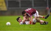 28 January 2018; Matthew Donnelly of Tyrone and Gareth Bradshaw of Galway in a tussle as the ball breaks loose during the Allianz Football League Division 1 Round 1 match between Galway and Tyrone at St Jarlath's Park in Tuam, County Galway.  Photo by Piaras Ó Mídheach/Sportsfile