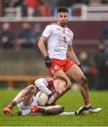 28 January 2018; Peter Cooke of Galway in action against Tiernan McCann of Tyrone during the Allianz Football League Division 1 Round 1 match between Galway and Tyrone at St Jarlath's Park in Tuam, County Galway.  Photo by Piaras Ó Mídheach/Sportsfile