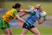 28 January 2018; Carla Rowe of Dublin in action against Aoife McDonnell of Donegal during the Lidl Ladies Football National League Division 1 Round 1 match between Donegal and Dublin at Letterkenny in Donegal. Photo by Oliver McVeigh/Sportsfile