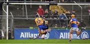 28 January 2018; David Reidy of Clare shoots to score his side's first goal past Tipperary goalkeeper Paul Maher during the Allianz Hurling League Division 1A Round 1 match between Clare and Tipperary at Cusack Park in Ennis, County Clare.  Photo by Stephen McCarthy/Sportsfile