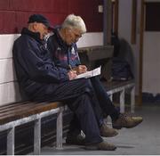 28 January 2018; Galway hurling board chairman Michael Larkin, left, secretary John Fahy write out the team sheet ahead of the Allianz Hurling League Division 1B Round 1 match between Galway and Antrim at Pearse Stadium in Galway. Photo by Daire Brennan/Sportsfile