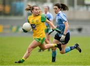 28 January 2018; Blathnaid McLaughlin of Donegal in action against Lyndsey Davey of Dublin during the Lidl Ladies Football National League Division 1 Round 1 match between Donegal and Dublin at Letterkenny in Donegal. Photo by Oliver McVeigh/Sportsfile