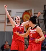 28 January 2018; Niamh Dwyer of Fr Mathews celebrates near the end of the game during the Hula Hoops Senior Women's Cup Final match between Fr Mathews and Meteors at the National Basketball Arena in Tallaght, Dublin. Photo by Eóin Noonan/Sportsfile
