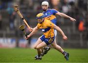 28 January 2018; Seadna Morey of Clare in action against Michael Breen of Tipperary during the Allianz Hurling League Division 1A Round 1 match between Clare and Tipperary at Cusack Park in Ennis, County Clare.  Photo by Stephen McCarthy/Sportsfile