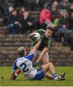 28 January 2018; Evan Regan of Mayo in action against Ryan Wylie of Monaghan during the Allianz Football League Division 1 Round 1 match between Monaghan and Mayo at St Tiernach's Park in Clones, County Monaghan. Photo by Seb Daly/Sportsfile