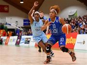 28 January 2018; Ashley Prim of Ambassador UCC Glanmire in action against Sarah Woods of DCU Mercy during the Hula Hoops Women’s National Cup Final match between DCU Mercy and Ambassador UCC Glanmire at the National Basketball Arena in Tallaght, Dublin. Photo by Eóin Noonan/Sportsfile