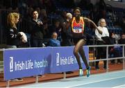 28 January 2018; Rhasidat Adeleke of Tallaght AC, Co Dublin, on her way to winning the Junior Women 200m during the Irish Life Health National Indoor Junior and U23 Championships at Athlone IT in Athlone, County Westmeath. Photo by Sam Barnes/Sportsfile