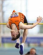 28 January 2018; Joseph McEvoy of Nenagh Olympic AC, Co Tipperary, competing in the Junior Men High Jump during the Irish Life Health National Indoor Junior and U23 Championships at Athlone IT in Athlone, County Westmeath. Photo by Sam Barnes/Sportsfile
